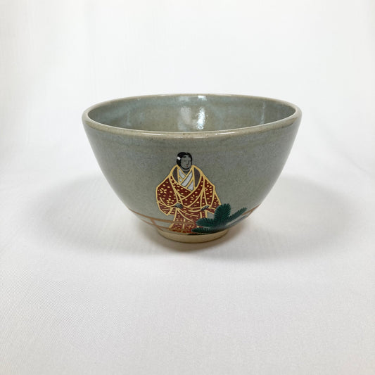 Tea Bowl [Zeze pottery] | Noh dance design | φ12cm / φ5inch | H8.1cm / 3.2inch - FREE SHIPPING 